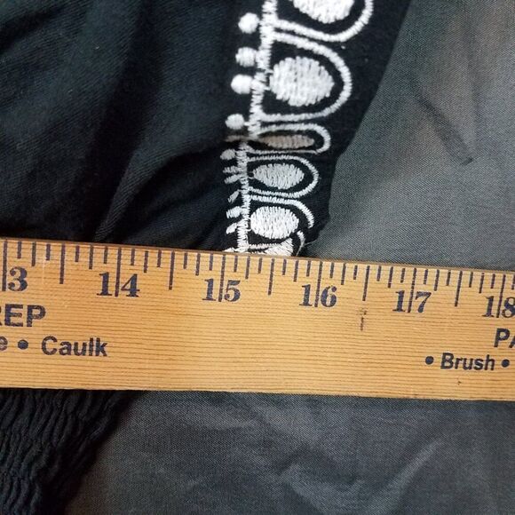 BCBG MAXAZRIA Peasant Boho Cotton Tunic Dress Black White Embroidered Size Small - Picture 8 of 14